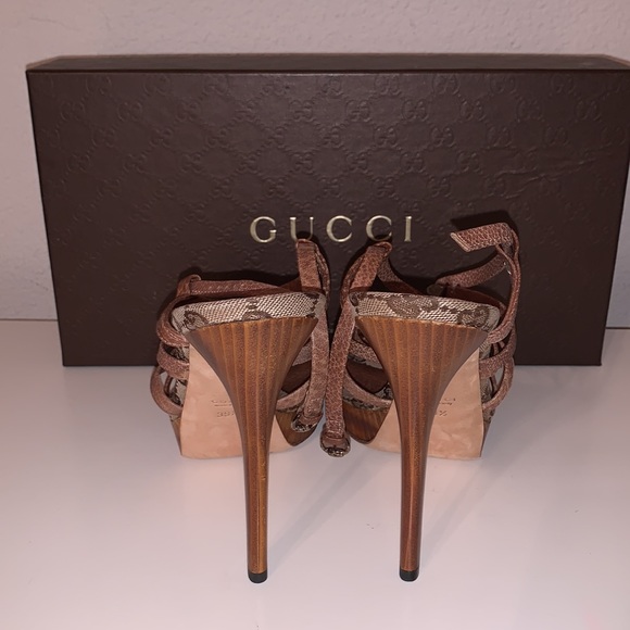 Gucci Tan Platform Sandals heels - Picture 4 of 6